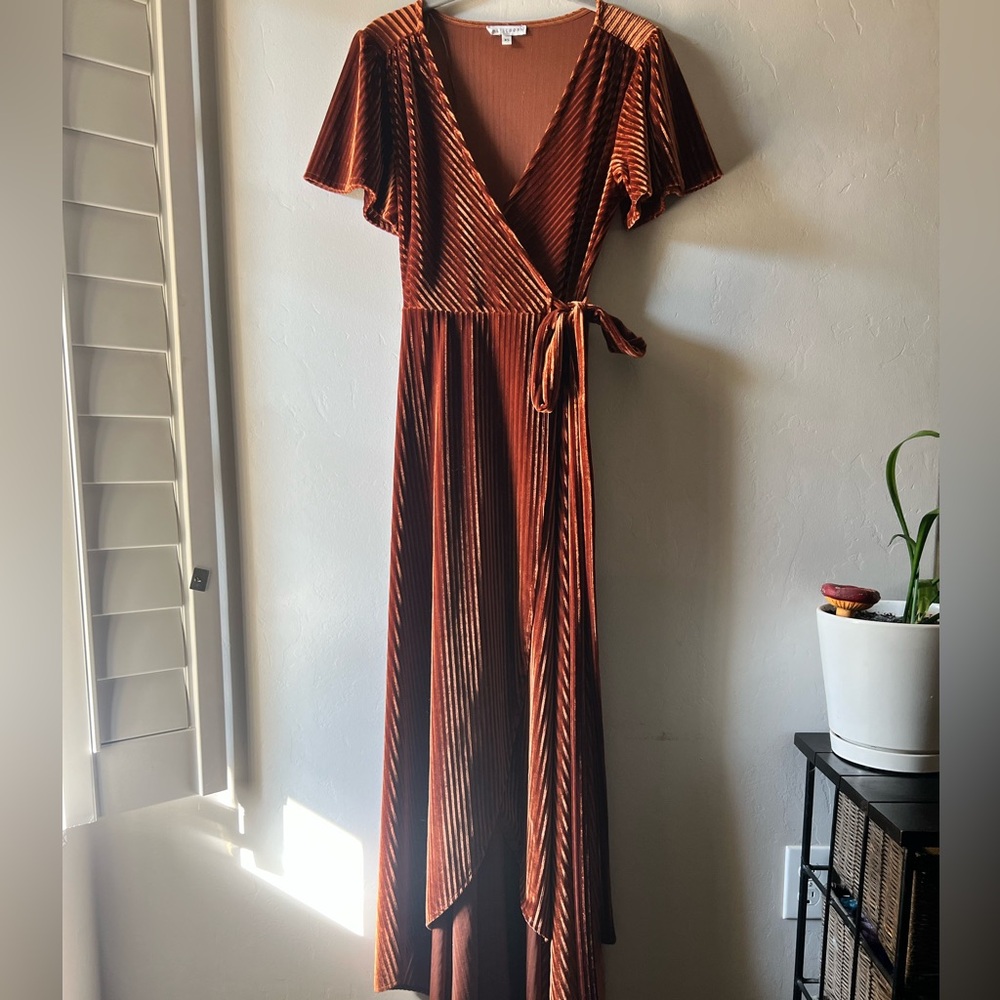 Baltic Born Andi Ribbed Velvet Wrap Dress